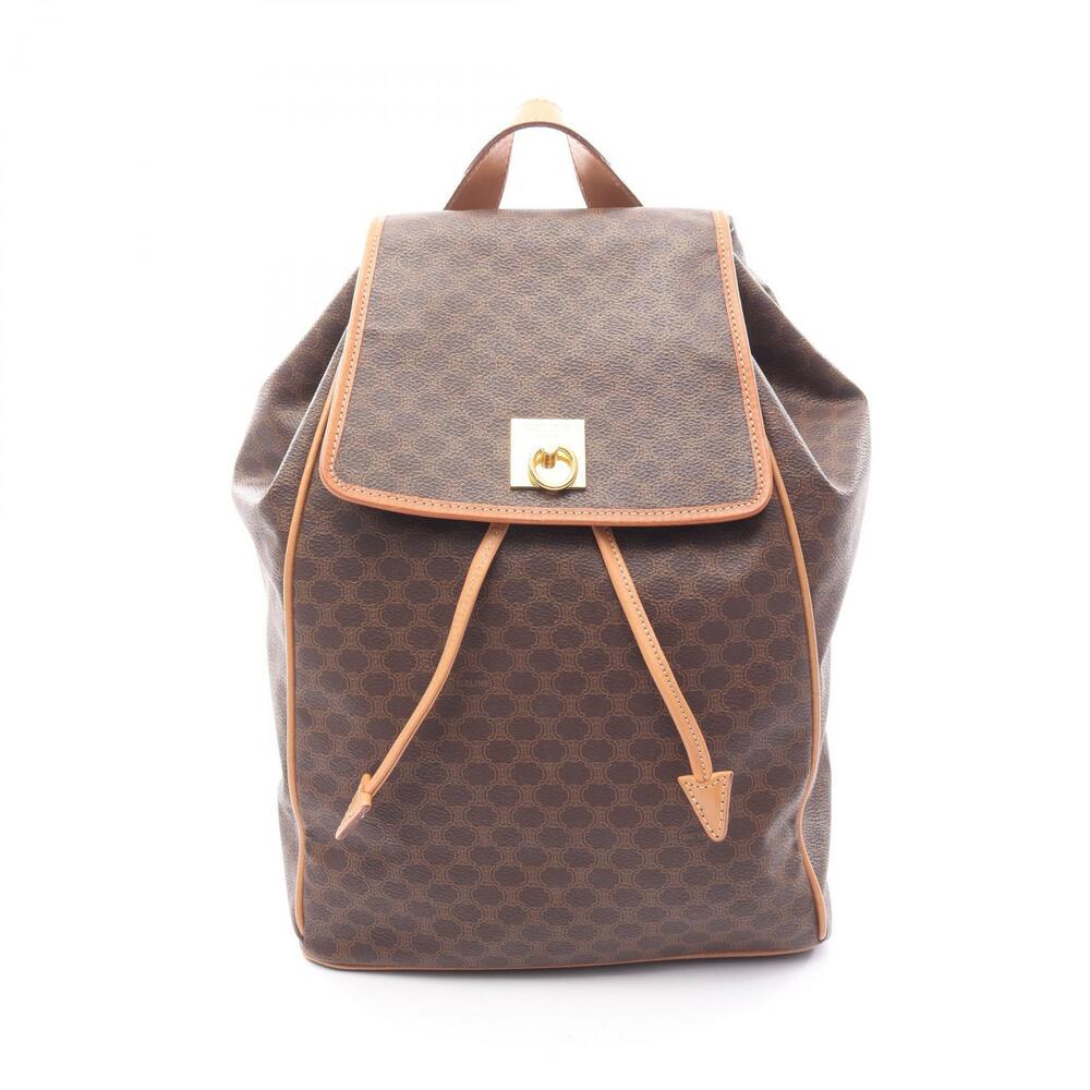 Celine Macadam Backpack Rucksack Canvas Leather Brown
